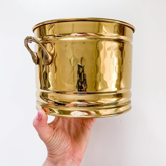 Vintage Brass Gold Canister Planter